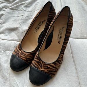 Taryn Rose Black and Brown Animal Print Heels